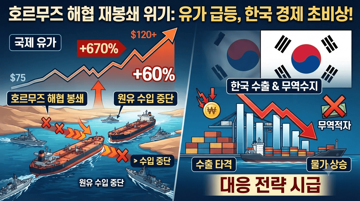 호르무즈 해협 재봉쇄 위기: 국제 유가 상승이 한국 수출과 무역 수지에 미치는 파장 및 대응 전략