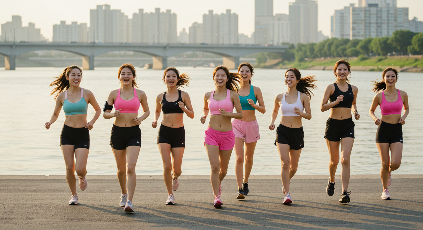 단체 조깅중인 여성들