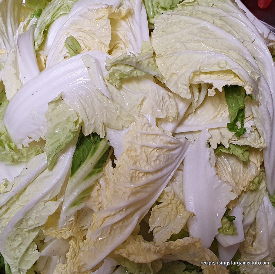 배추겉절이에 들어갈 배추를 씻어서 담아 놓은 사진