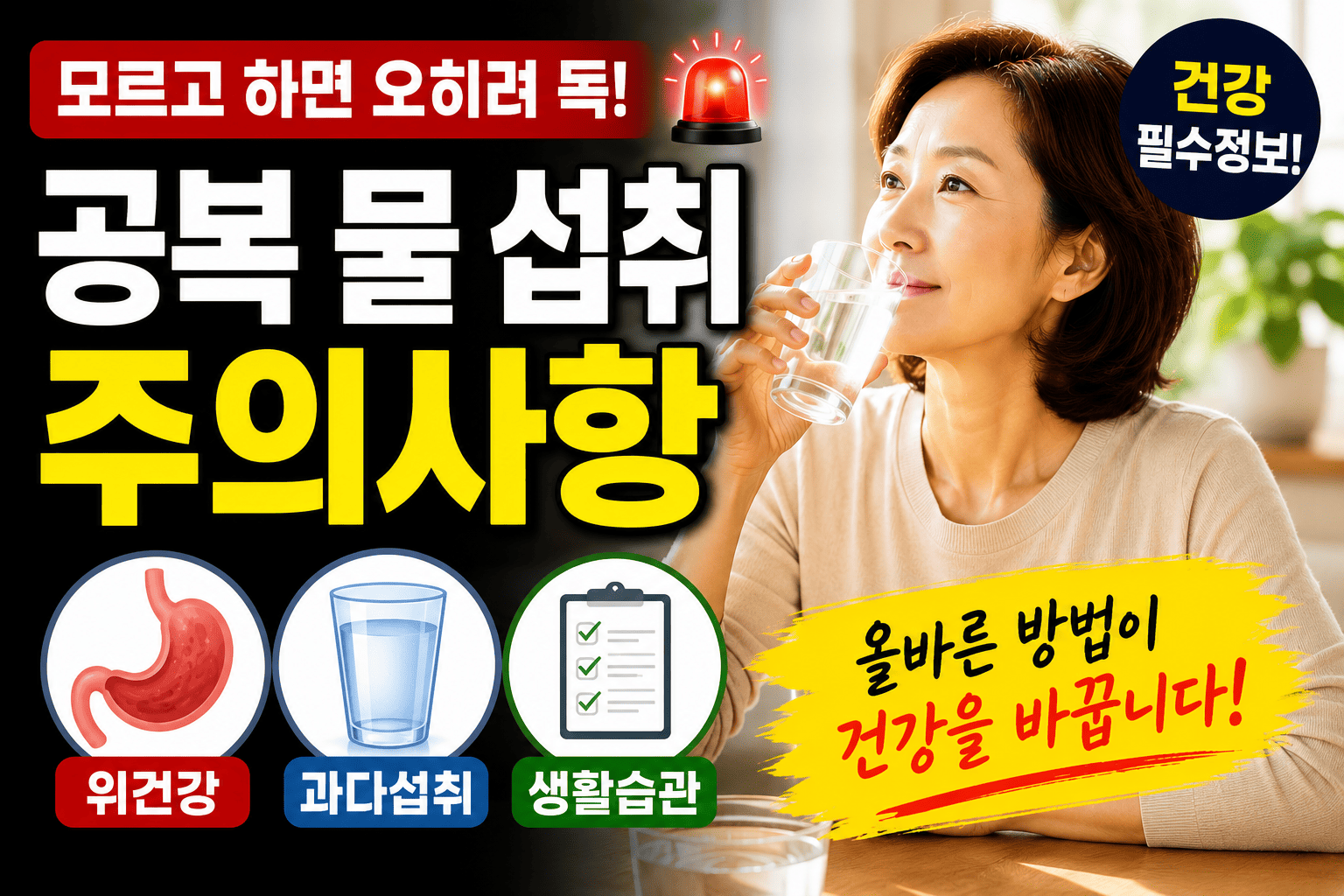 공복 물 섭취 주의사항 (위건강, 과다섭취, 생활습관)