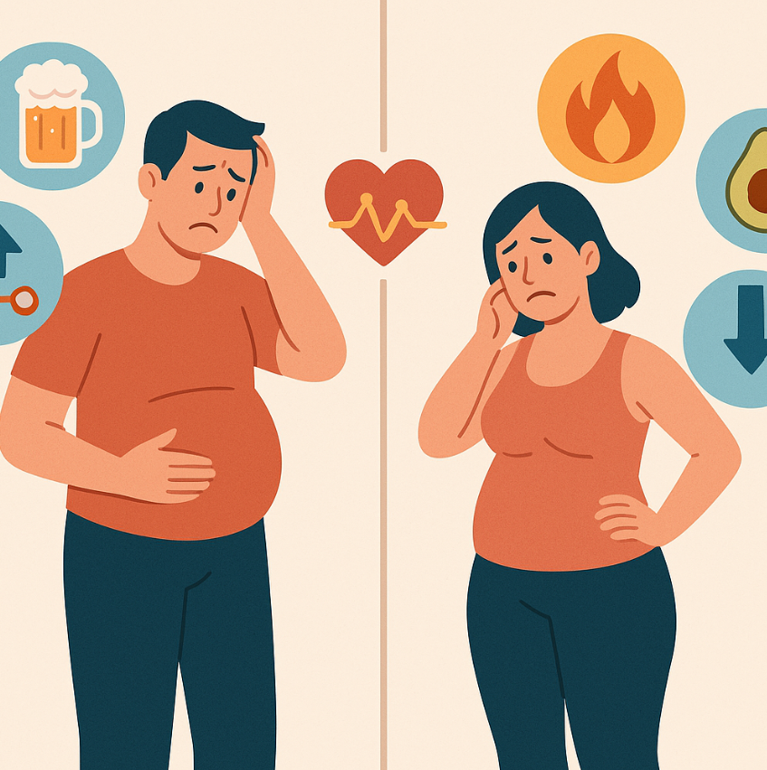 남성과 여성의 대사증후군 차이를 상징하는 일러스트