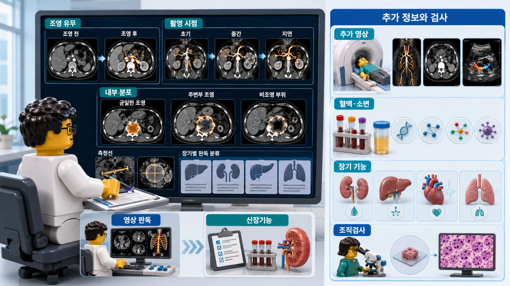 조영영상 판독지의 조영 유무·촬영 시점·내부 분포와 추가 검사 확인 방법