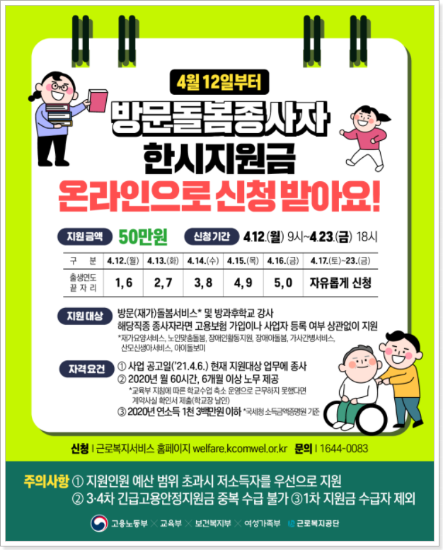 방문돌봄종사자-한시지원금-온라인-신청