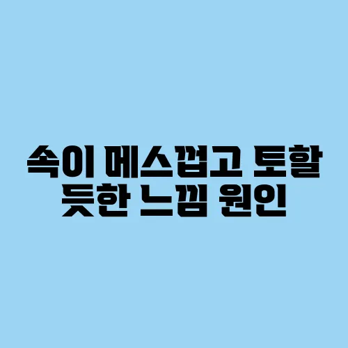 속이 메스껍고 토할 듯한 느낌 원인