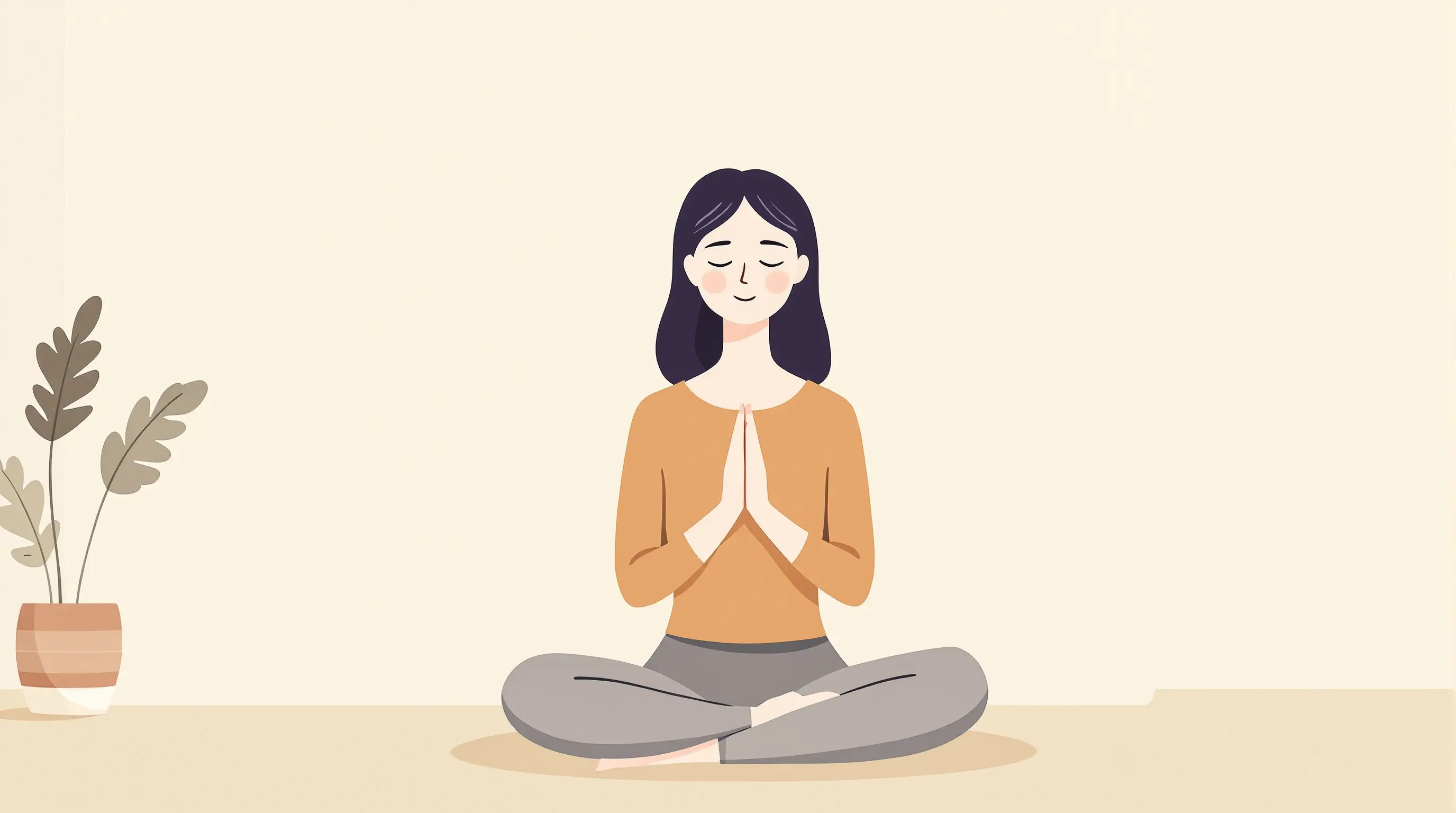 4-4-8 호흡법을 연습하며 편안하게 앉아 깊게 숨을 내쉬는 사람의 모습