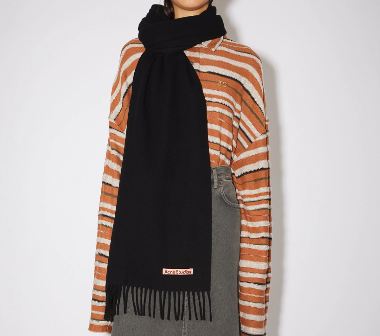 울 프린지 스카프 - 블랙 사진1