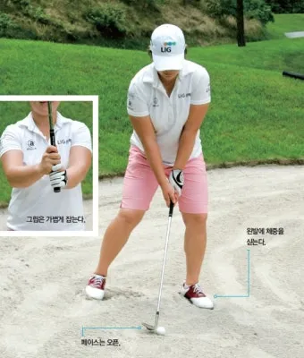 골프 벙커샷 탈출 공식 모래양 페이스오픈 스윙궤도 연습_11