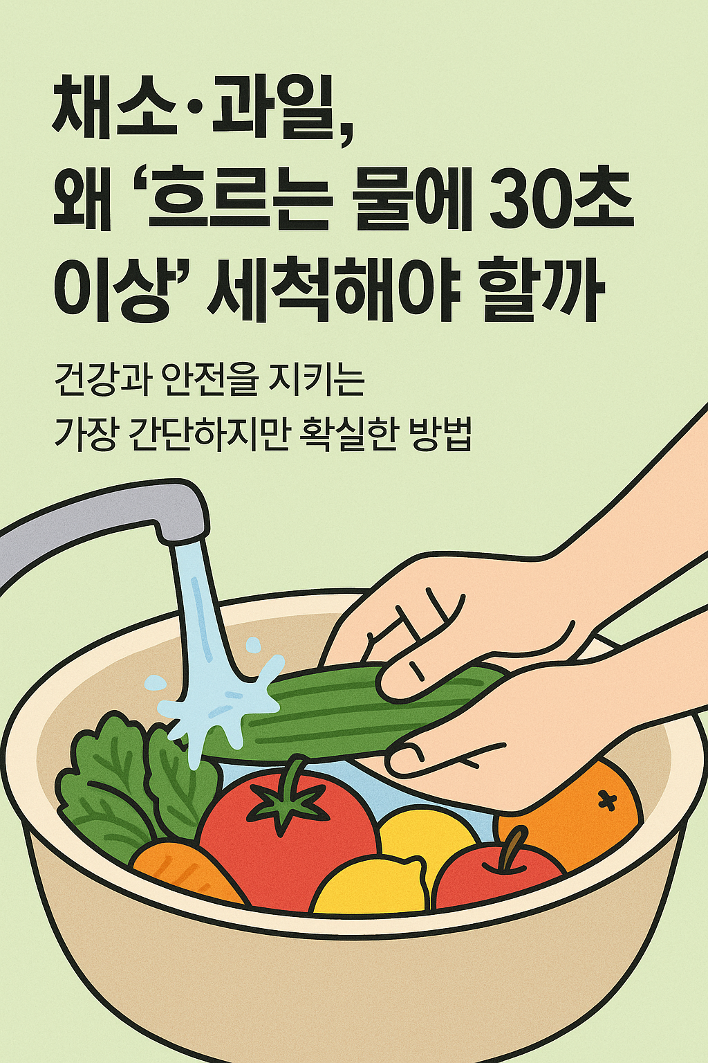 채소&middot;과일, 왜 &lsquo;흐르는 물에 30초 이상&rsquo; 세척해야 할까