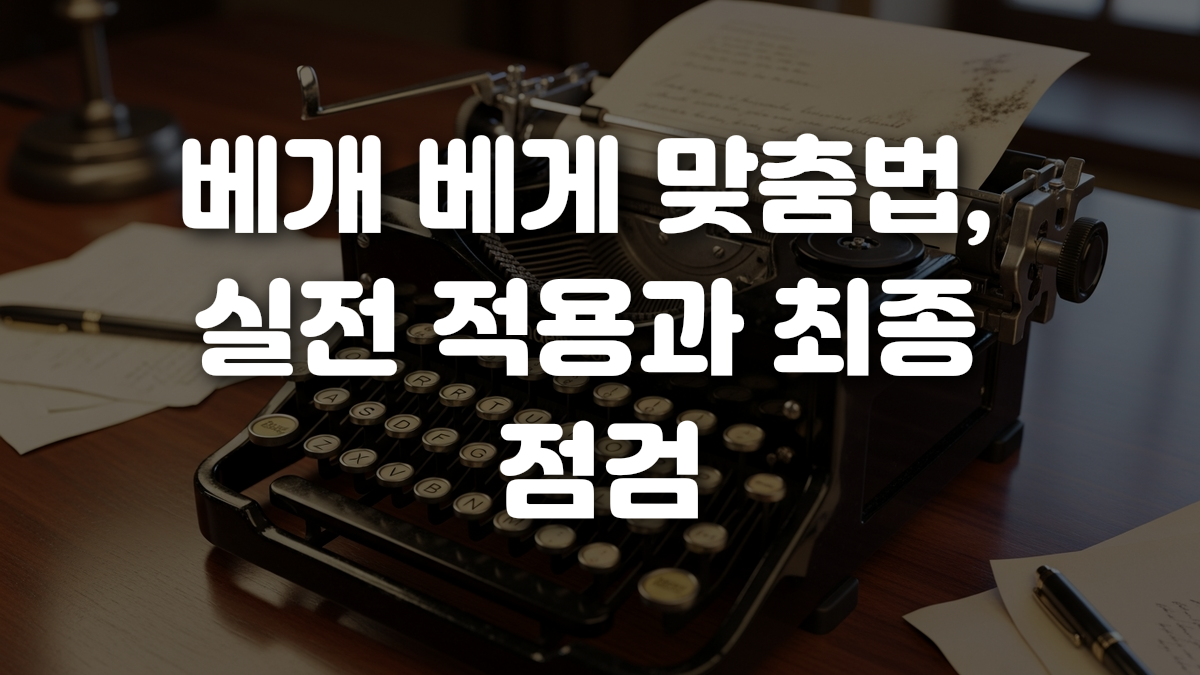 베개 베게 맞춤법 실전 적용과 최종 점검