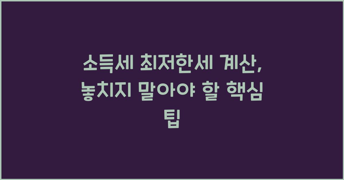 소득세 최저한세 계산