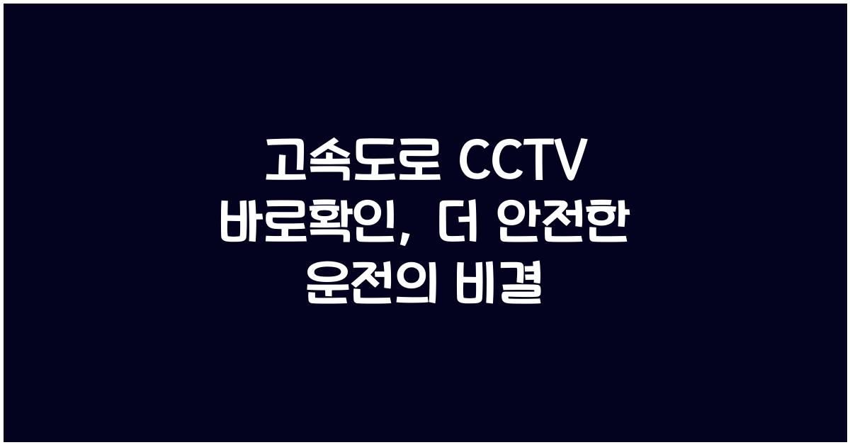 고속도로 cctv 바로확인