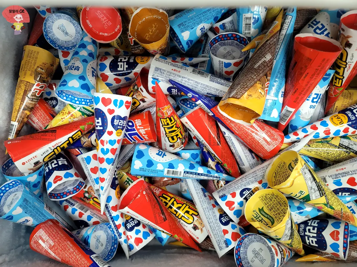 다이소-각종-아이스크림이-들어있는-냉장고-속-사진