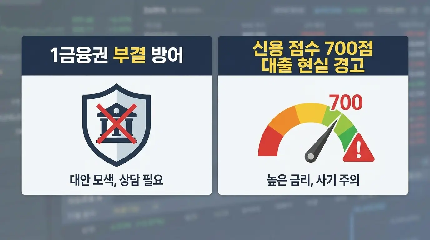 1금융권 부결 방어 및 신용 점수 700 점 대출 현실 경고