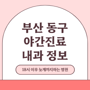 부산 동구 야간진료 내과 병원 (18시 이후 늦게까지하는 병원)