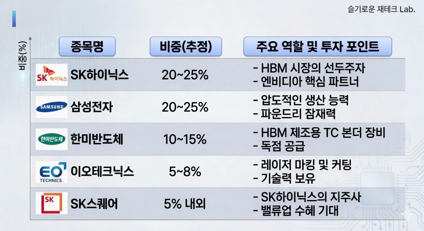 주요 K메모리 ETF 공통 핵심 포트폴리오
