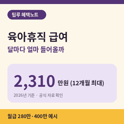 육아휴직 급여 월별 금액 썸네일