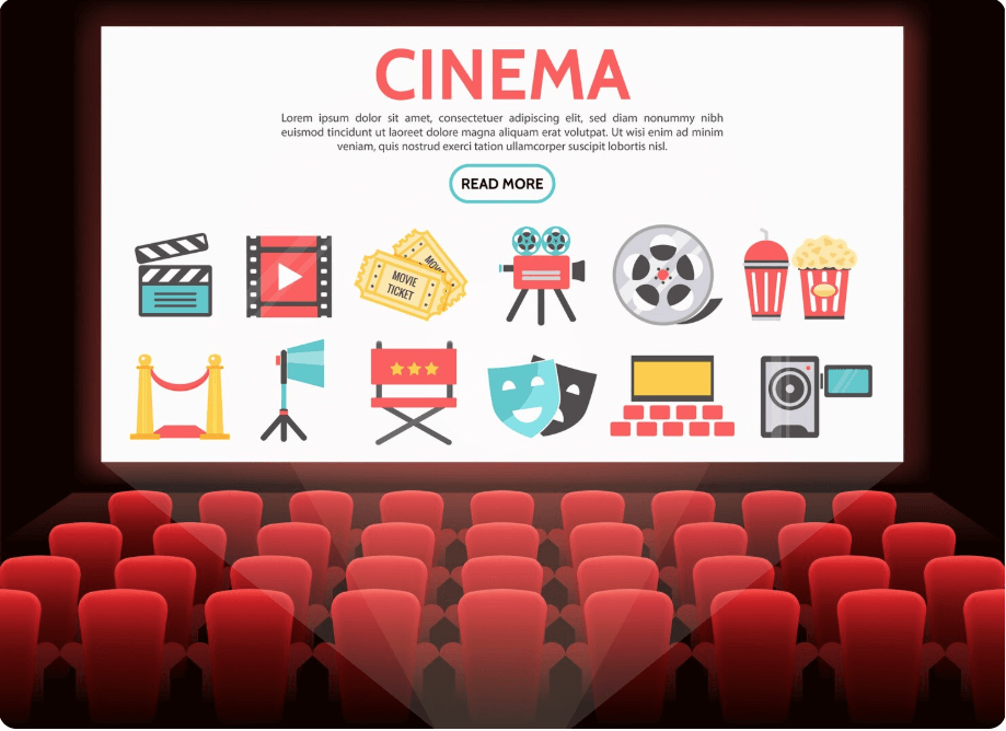 영화극장 안에서 스크린을 바라본 모습