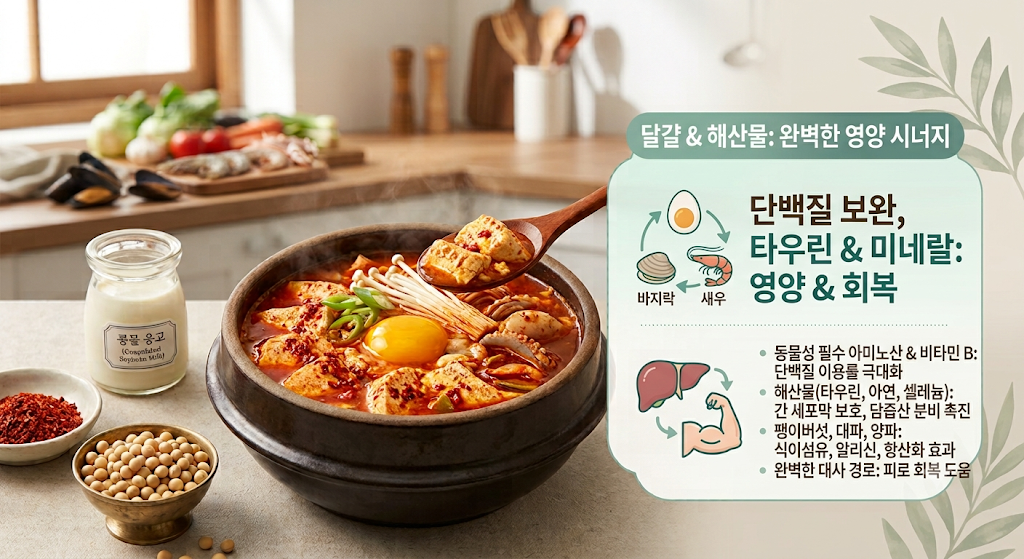 달걀과 해산물이 들어간 완벽한 영양