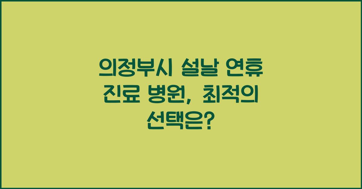 의정부시 설날 연휴 진료 병원 - 어디서 진료받을까?