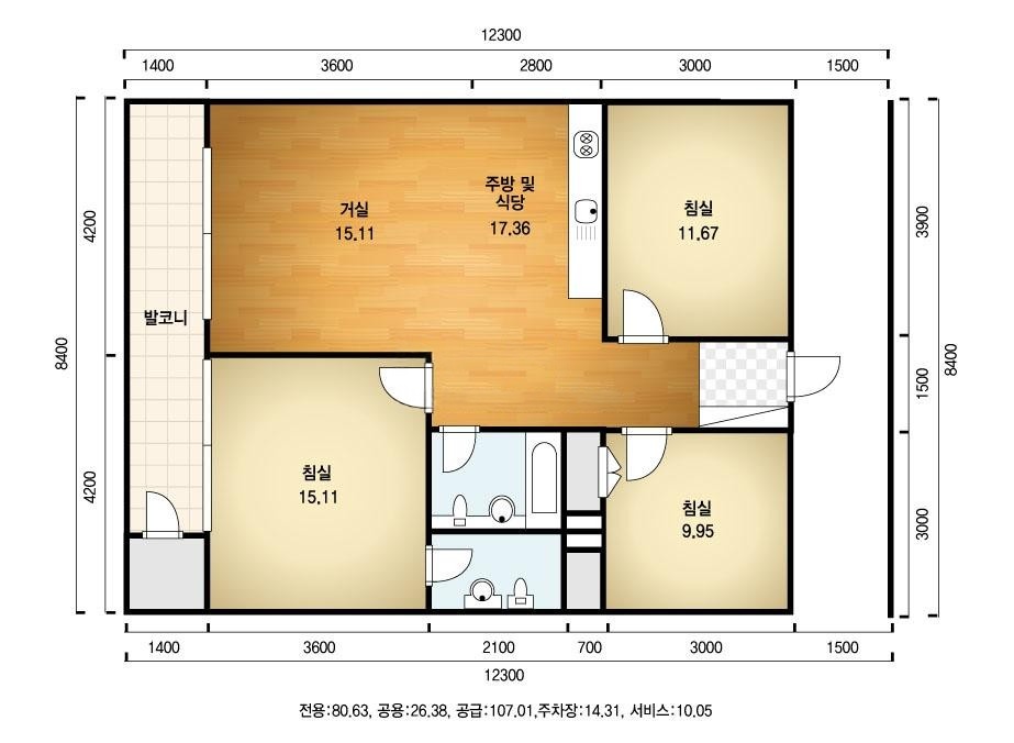 105㎡(32평) 평면도