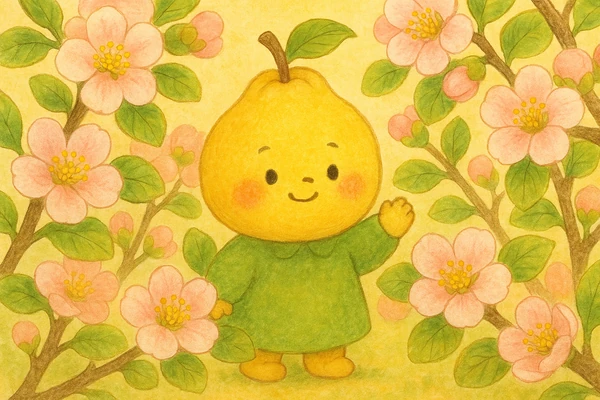 연한 분홍빛 모과나무 꽃