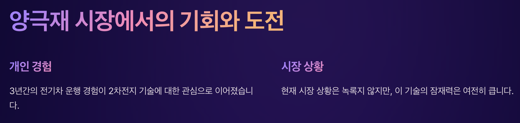 양극재 시장에서의 기회와 도전