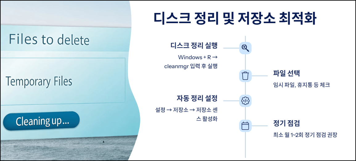 디스크 정리 및 저장소 최적화