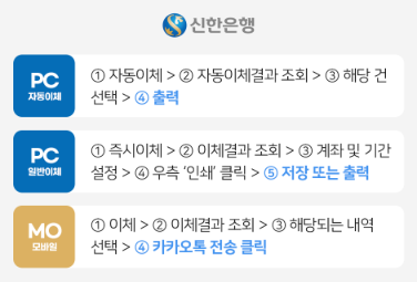 신한은행 이체확인증 발급방법