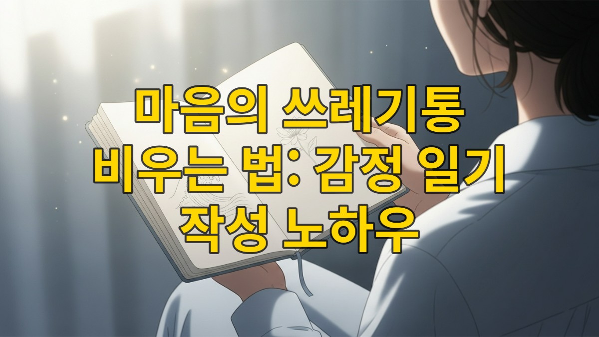 차분한 분위기에서 감정 일기를 쓰는 사람의 모습.