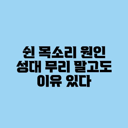 쉰 목소리 원인 성대 무리 말고도 이유 있다