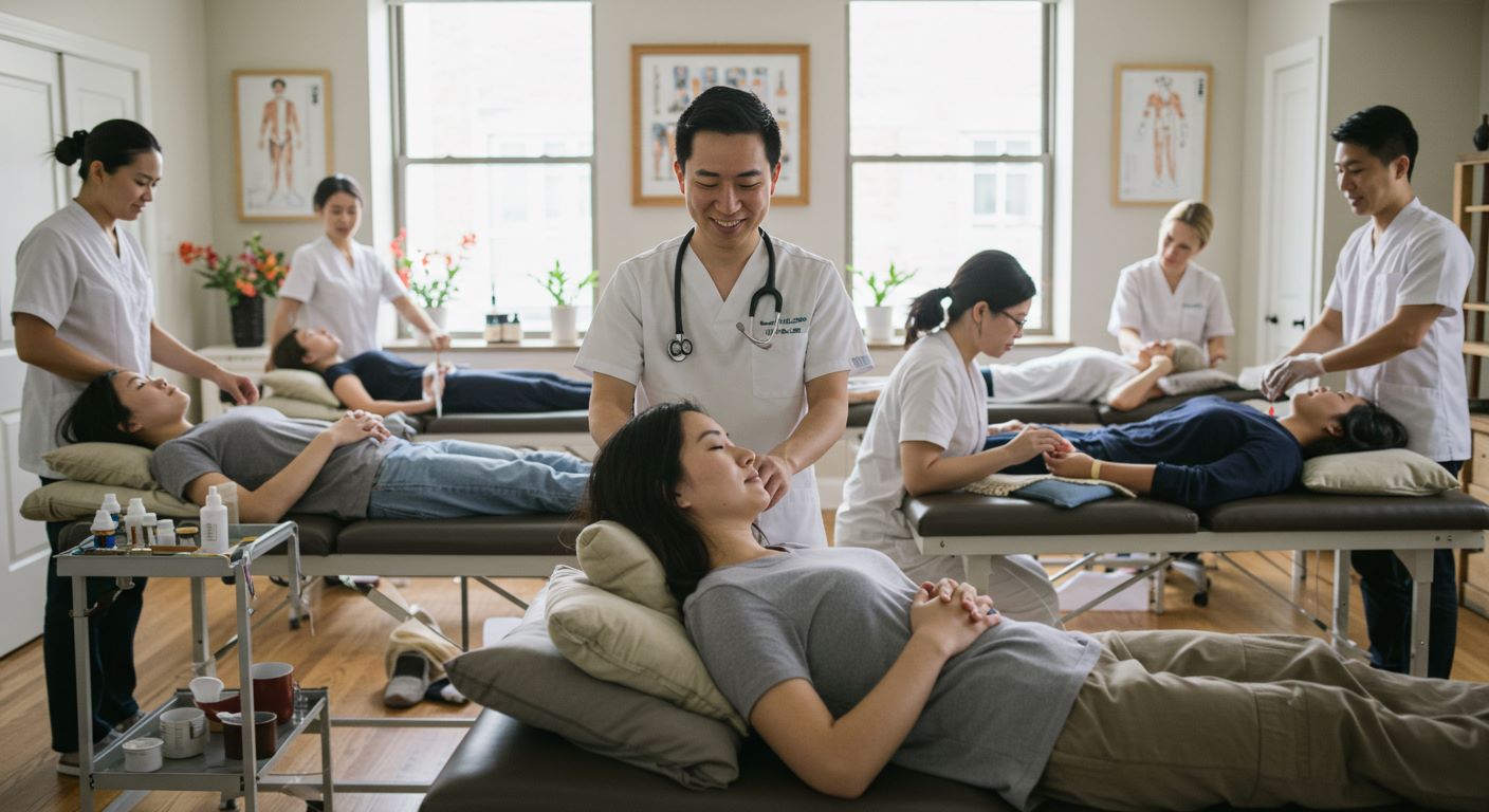 한방병원에서 도수치료 받는 환자들 사진