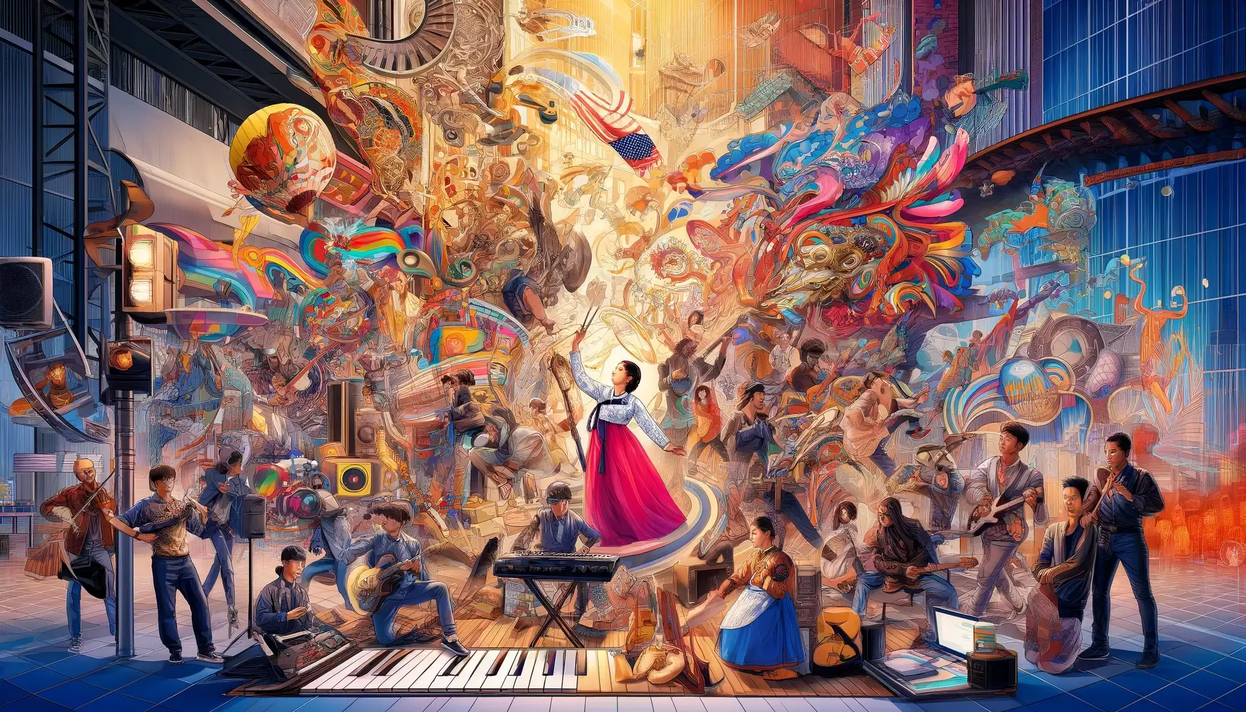 다음은 한국 미술의 글로벌 영향력 융합을 보여주는 이미지