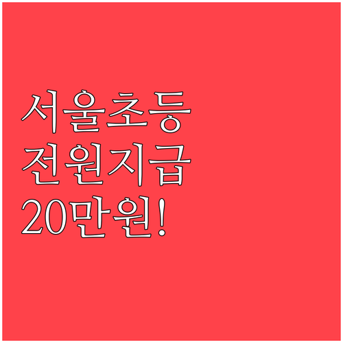 서울시 초등 신입생 전원에게 20만원..