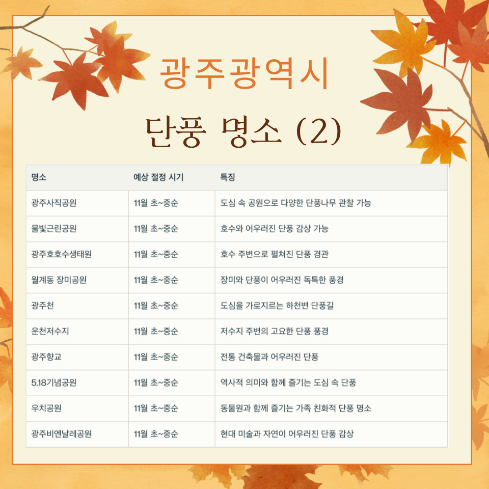 광주광역시 단풍 명소 (2)