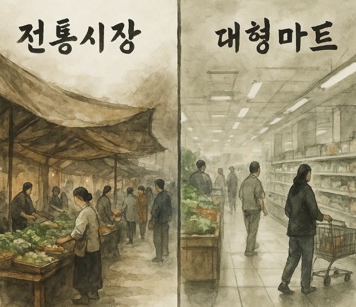 전통시장 대형마트 비교 관련 이미지