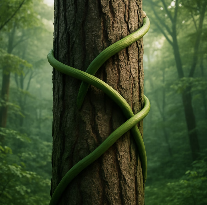 줄기가 감는 방향도 반대예요