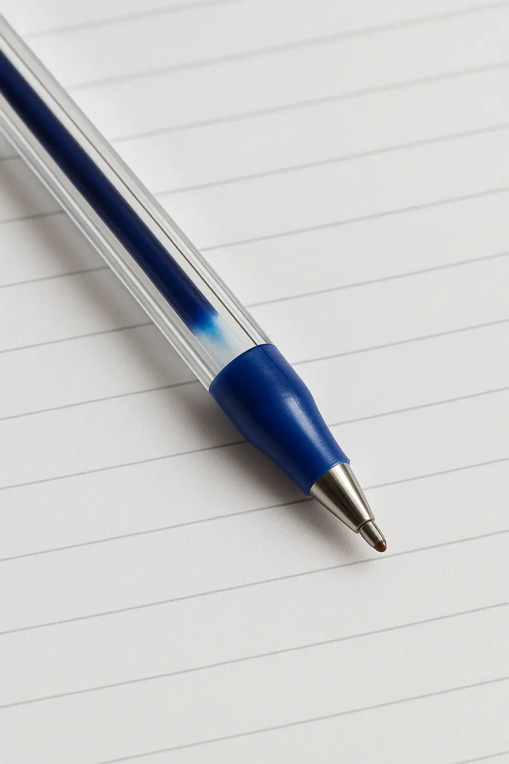 투명-볼펜-안에-잉크가-남아-있는데도-글씨가-써지지-않는-모습