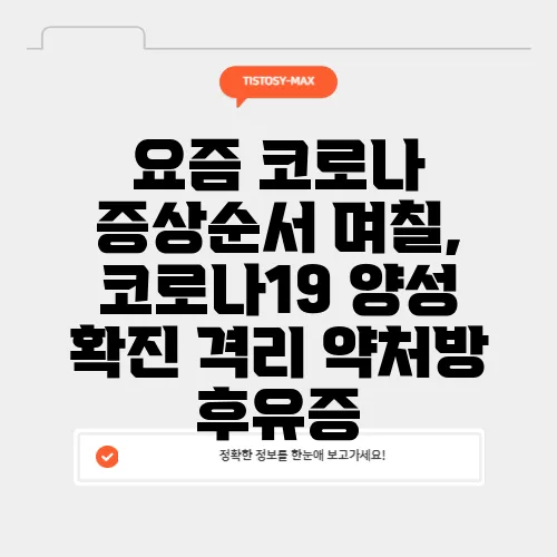 요즘 코로나 증상순서 며칠, 코로나19 양성 확진 격리 약처방 후유증