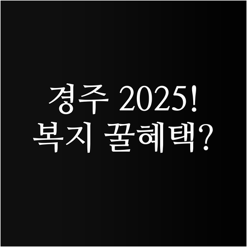 경주시 명절 복지시설 2025년 지원..