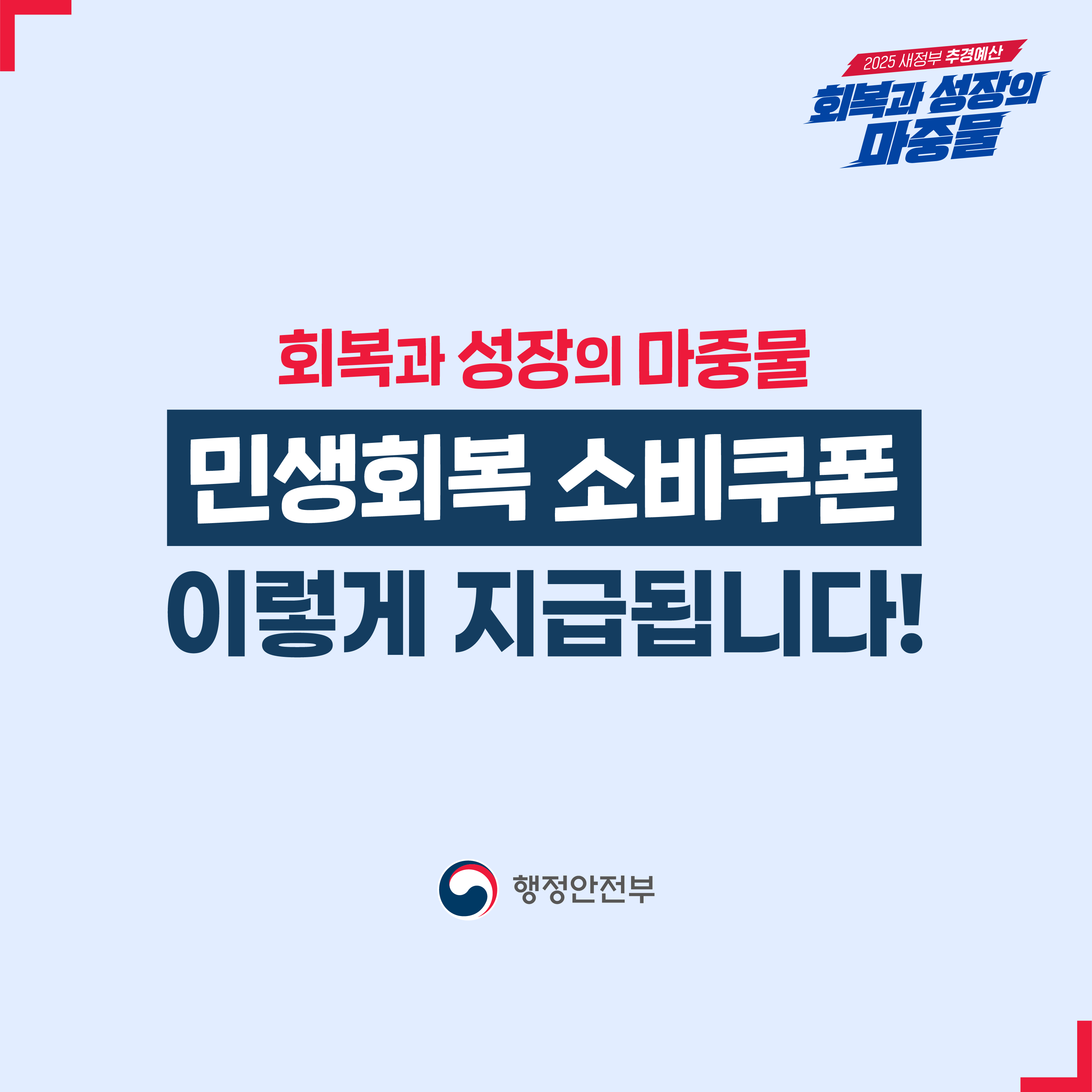 민생회복소비쿠폰 이렇게 지급됩니다. 출처 행정안전부