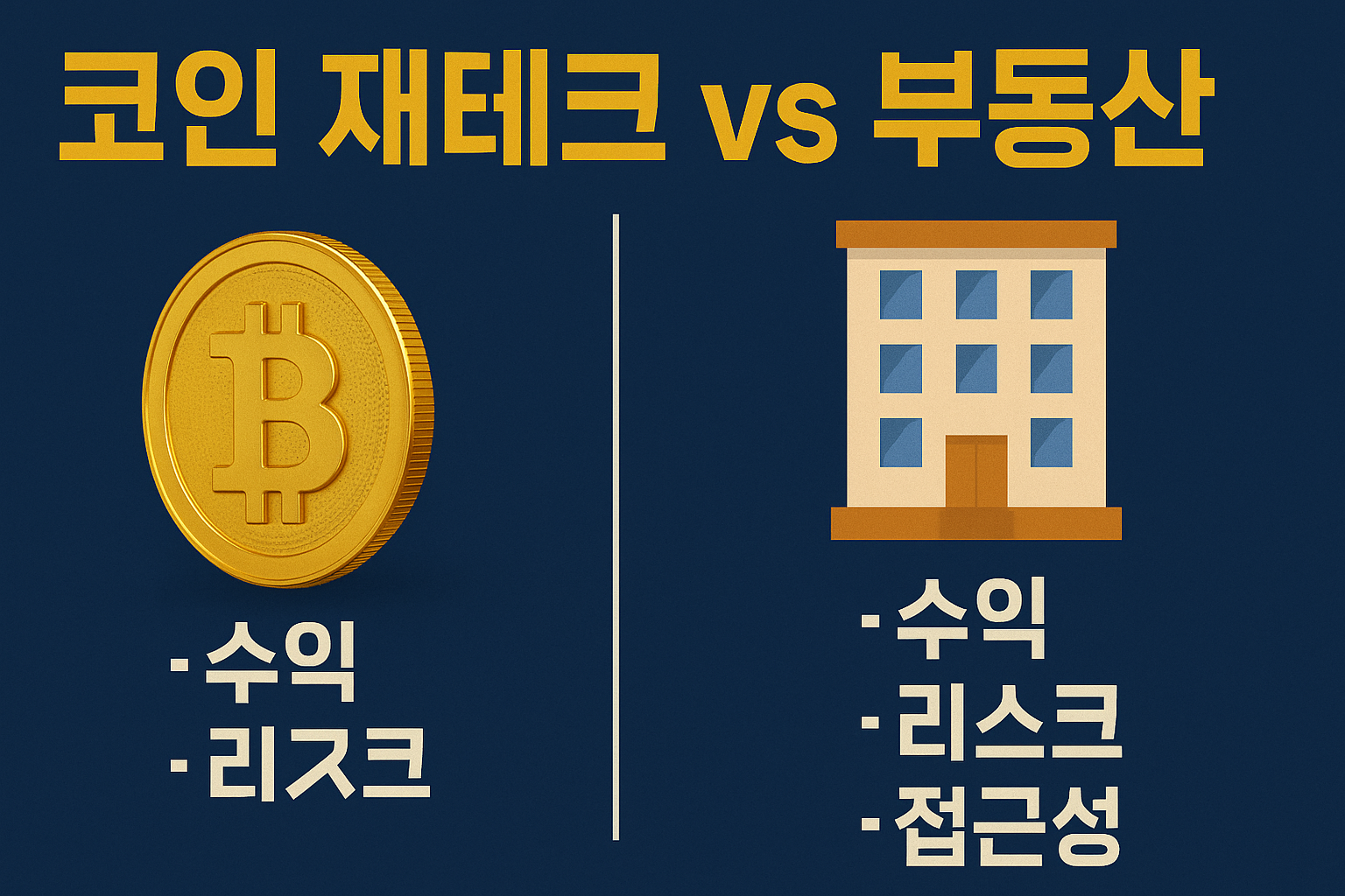 코인 재테크 vs 부동산 (수익, 리스크, 접근성)이미지