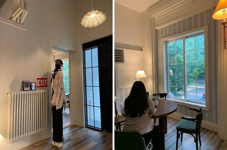 출입문 앞 포토존과 가정집 느낌의 인테리어