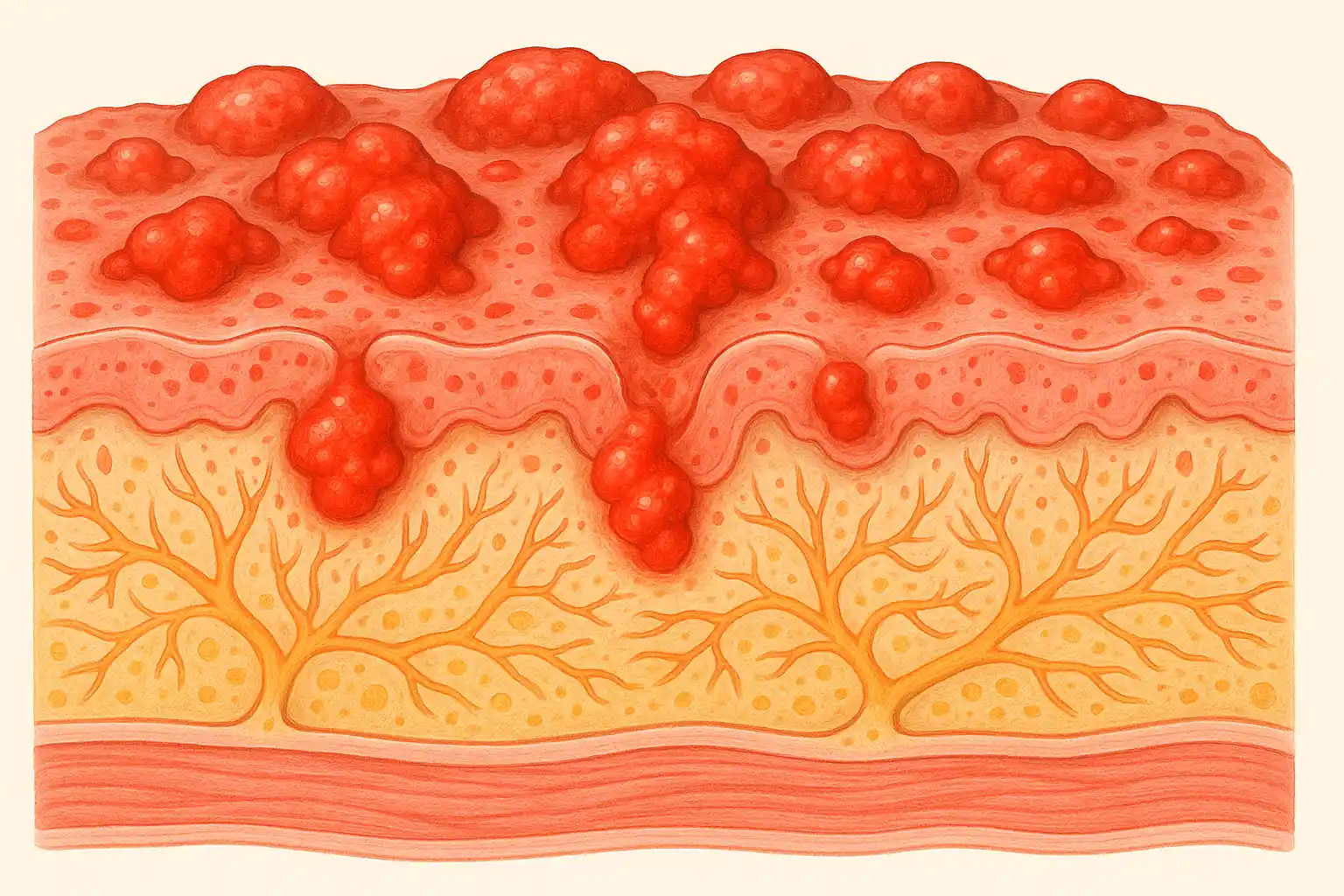 장 점막에 염증이 발생한 모습