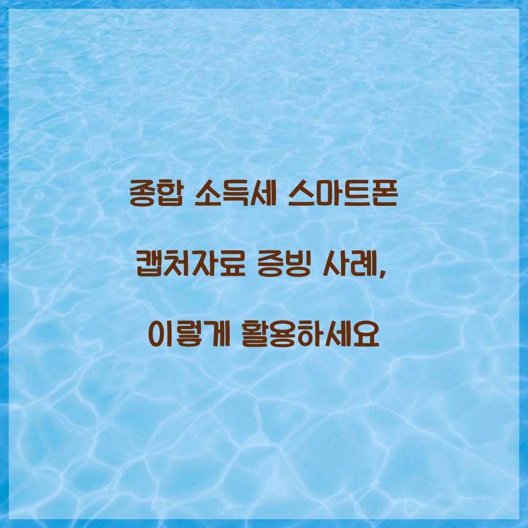 종합 소득세 스마트폰 캡처자료 증빙 활용 사례
