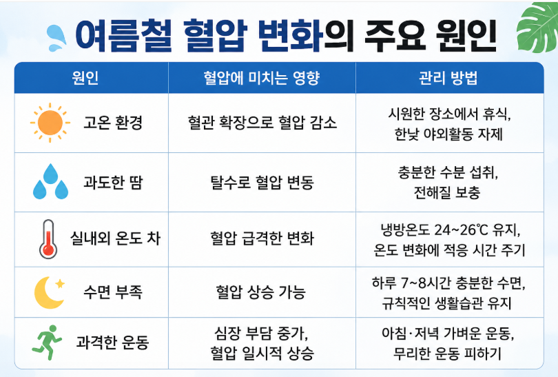 여름철 혈압 변화의 주요원인