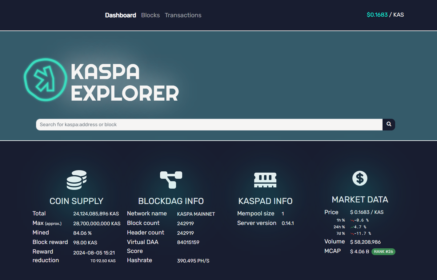 카스파 블록 탐색기