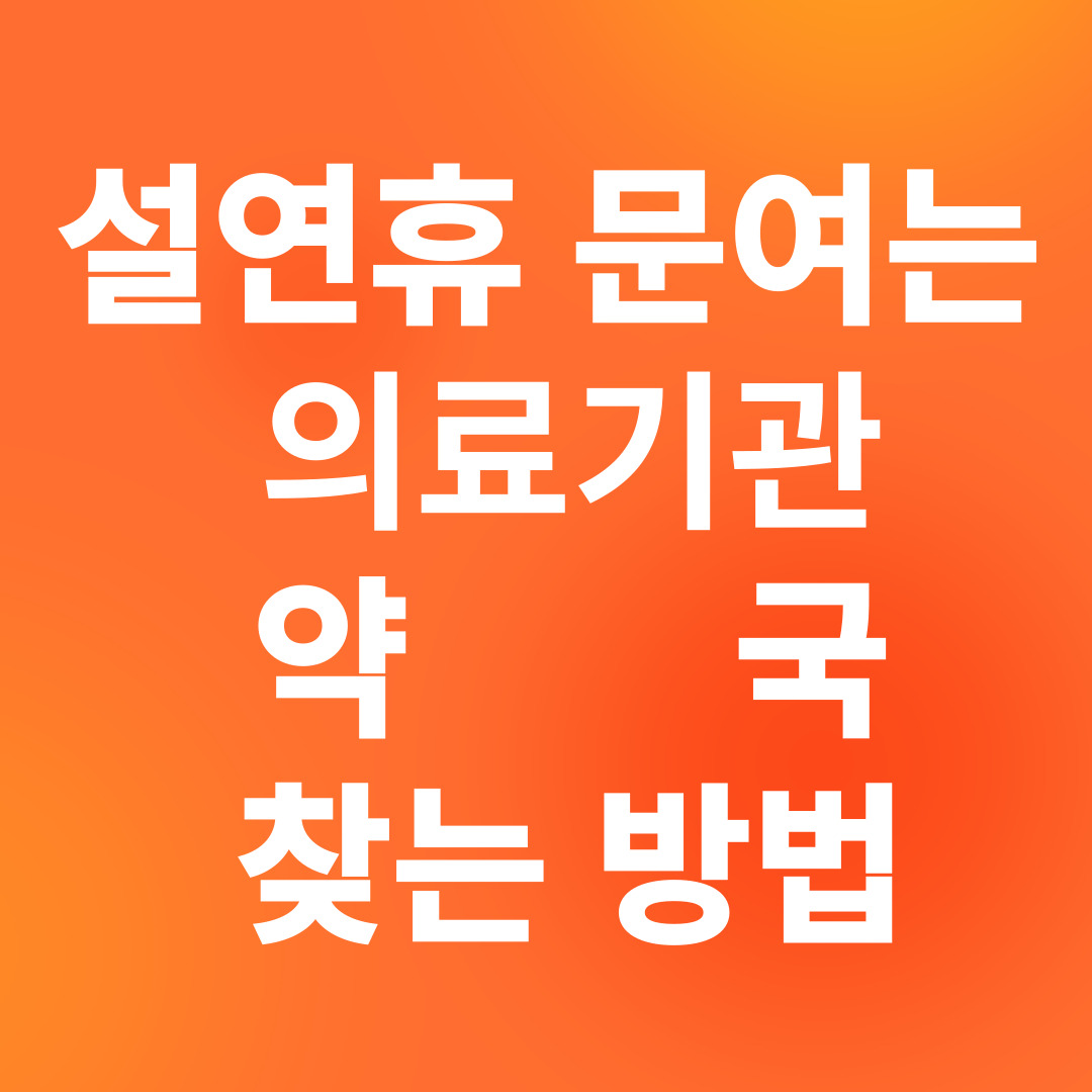 설연휴 문여는 의료기관 약국찾는방법