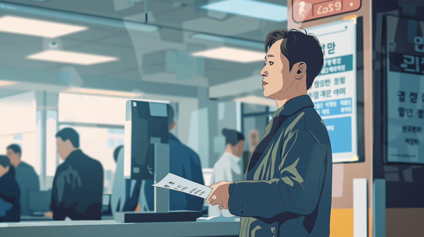 접수창구에-서-있는-사람-그림