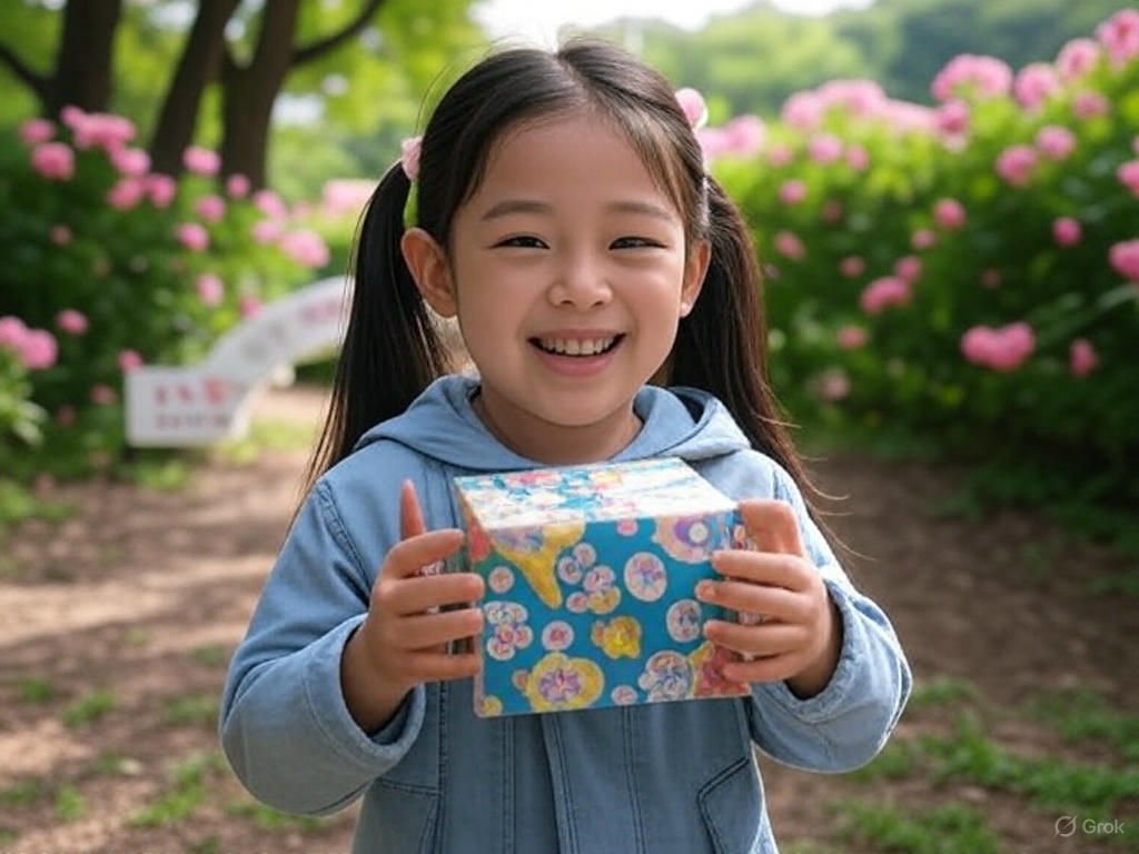 선물받고 좋아하는 여자아이