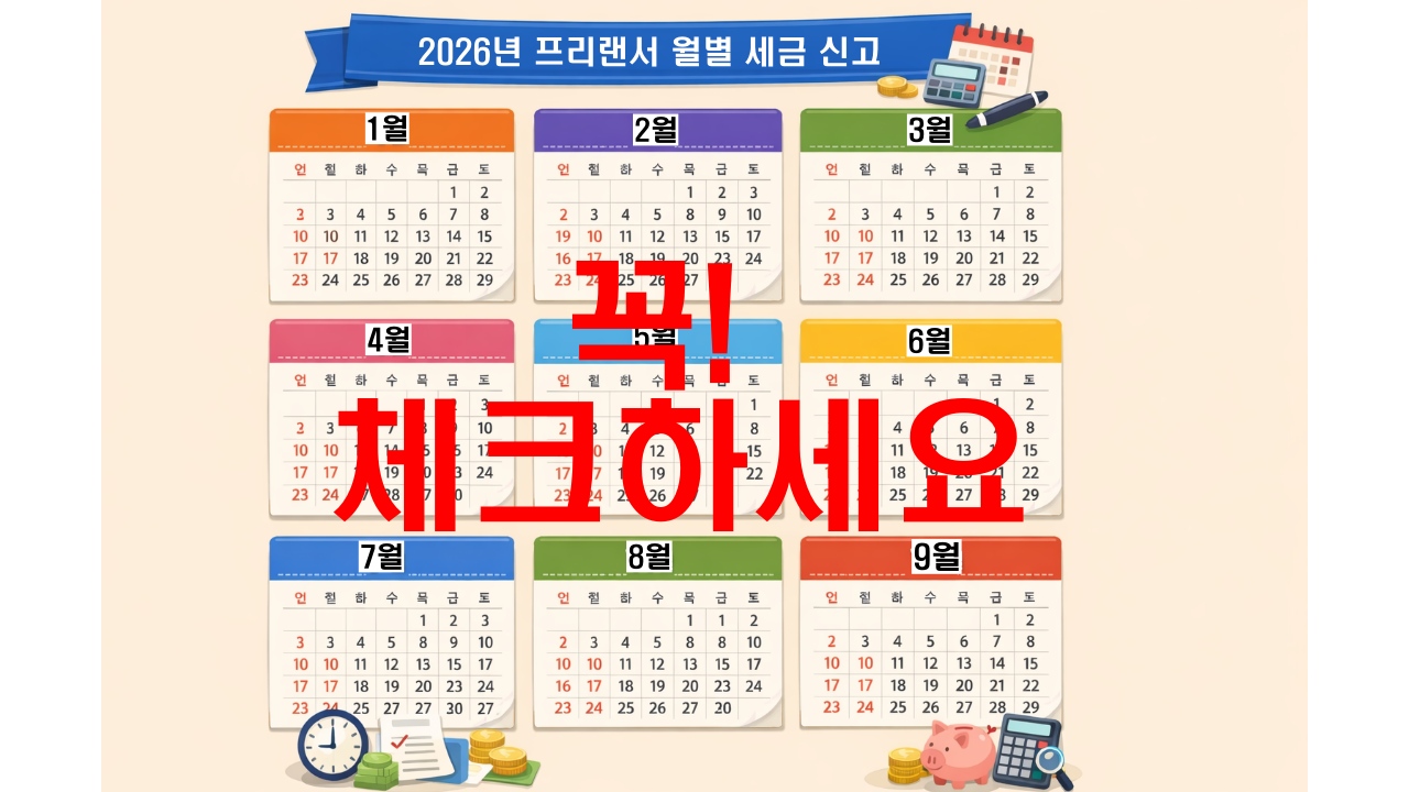 2026년도 프리랜서 월별 세금 신고 일정 보기 쉽게 정리